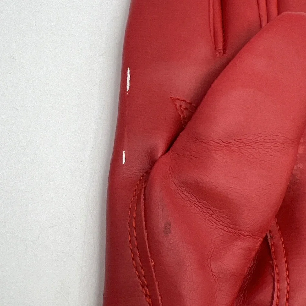 Vintage Red Dress Gloves Rabbit Fur Trim Cuff Sz M/L Fits XS Kids Petite Retro